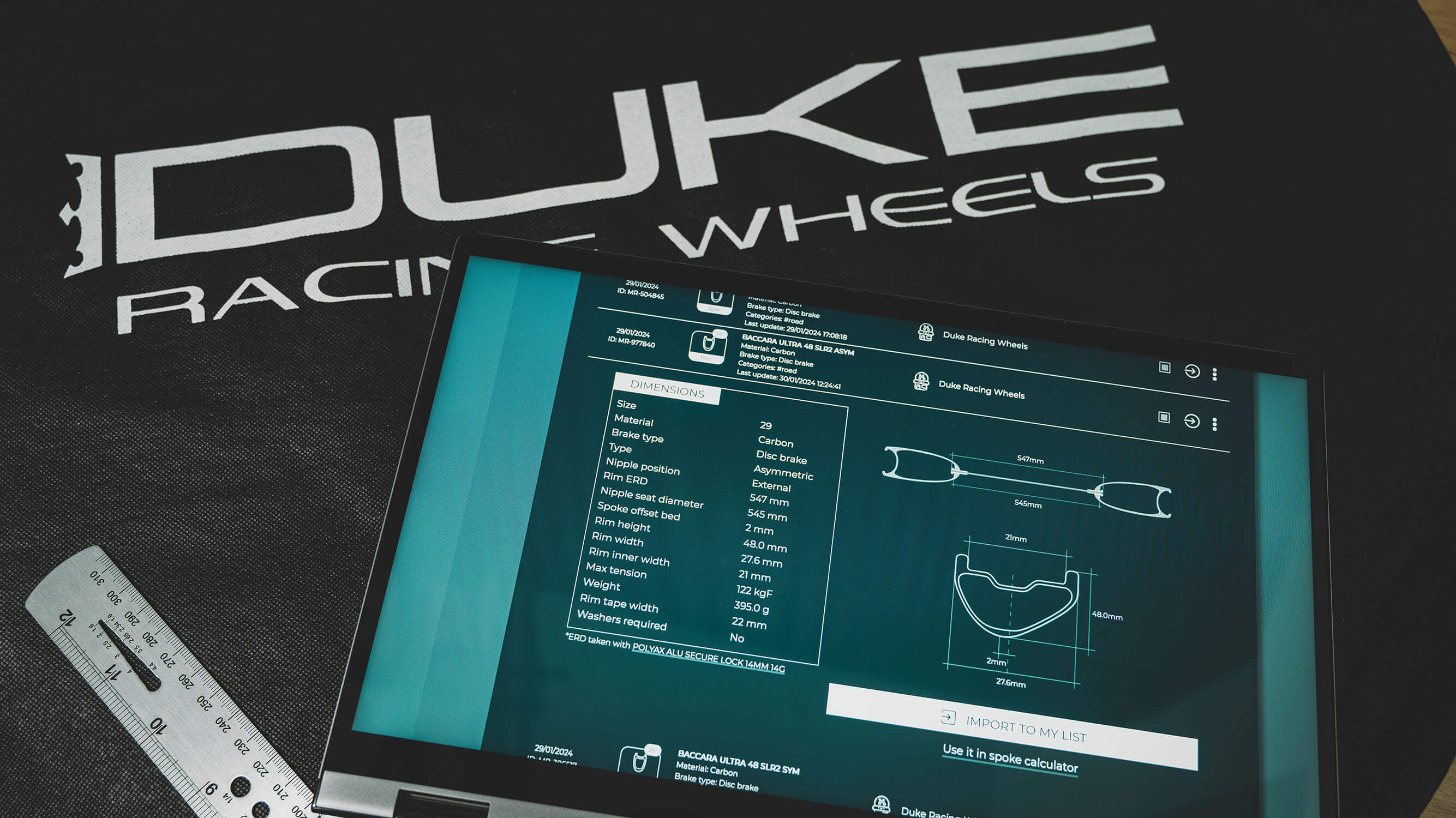 Component database inside App SpokeCalc